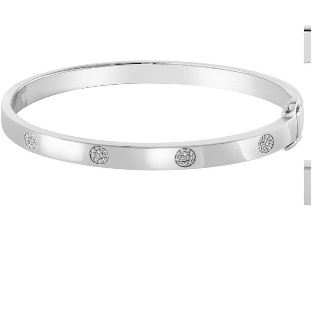 Effy Diamond Cluster Inset Bangle Bracelet (1/6 ct. t.w.) in Sterling Silver
